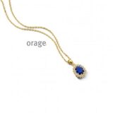 BC171 Ketting entourage hanger verguld geel, blauwe cz