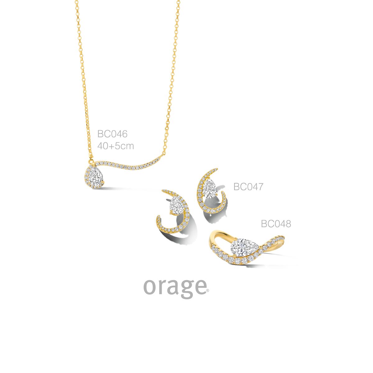 BC048 Ring verguld geel pear-cut cz