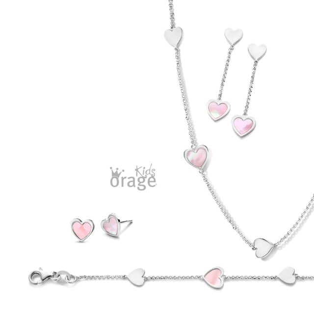 K2537 Orage Kids oorring hart roze zilver K2537