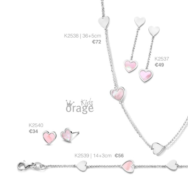 K2537 Orage Kids oorring hart roze zilver K2537