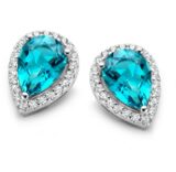 
Zilveren oorringen gezet met zirconium+glas London Blue Naiomy Silver