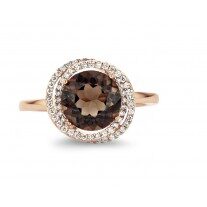 You and Me Ring rosegoud 18ct rookkwarts briljant 0.250ct 