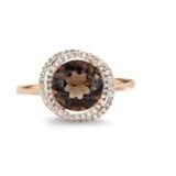You and Me Ring rosegoud 18ct rookkwarts briljant 0.250ct