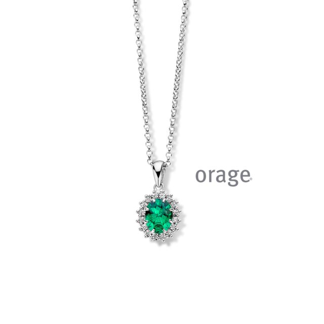 Orage ketting met hanger entourage groen 