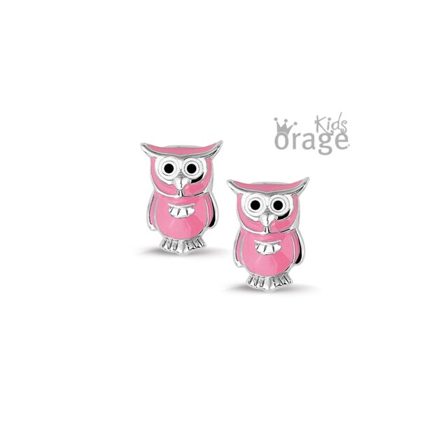Orage Kids oorring uil roze