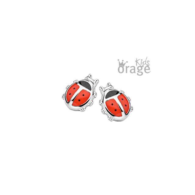 K2637 Orage kids oorring lieveheersbeestje rood