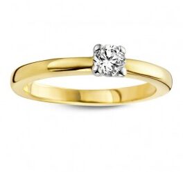 You and Me verlovingsring Wit & geel goud met Briljant 0.120ct