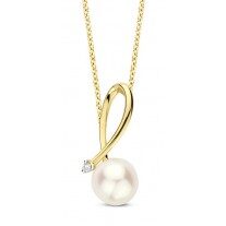 You and Me y2012 geelgouden hanger met parel en briljant
