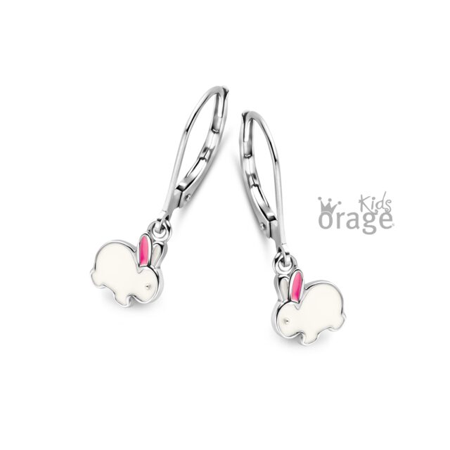 Orage Kids oorring konijn wit roze