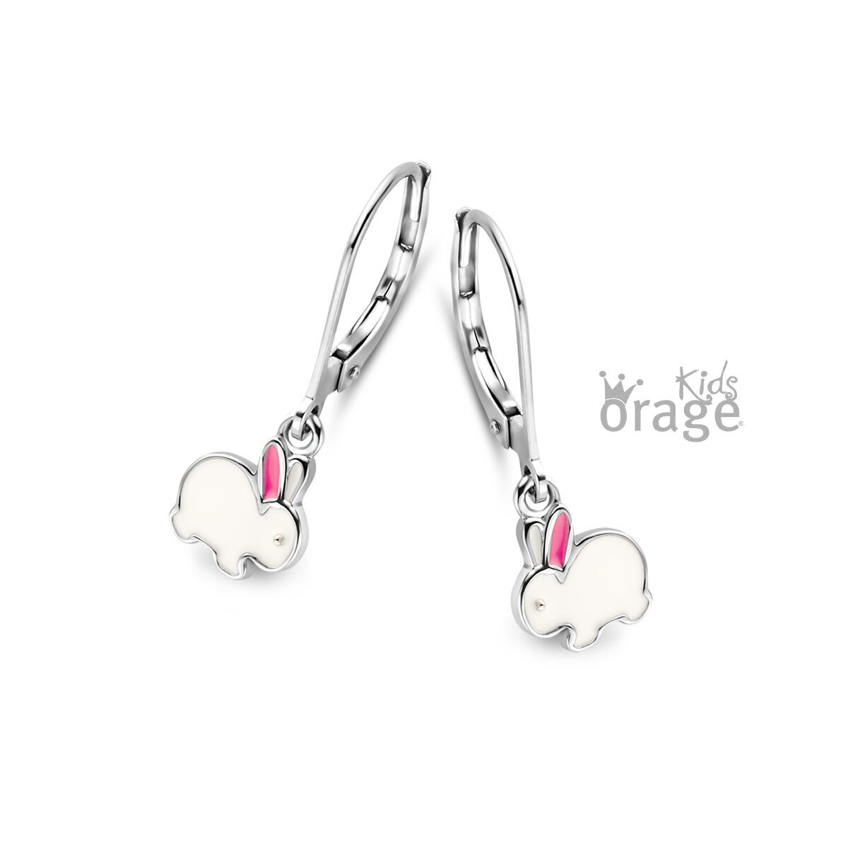 Orage Kids oorring konijn wit roze