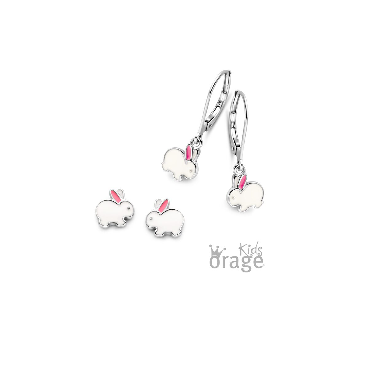 Orage Kids oorring konijn wit roze