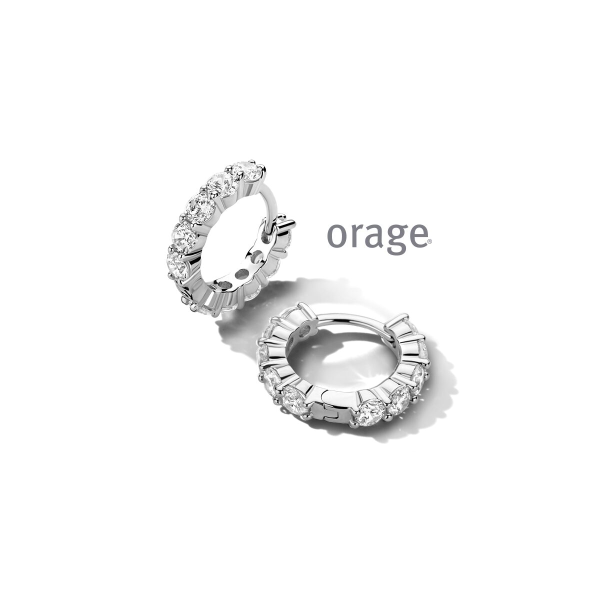 at 308 Orage oorring  zilver creool met zirconium