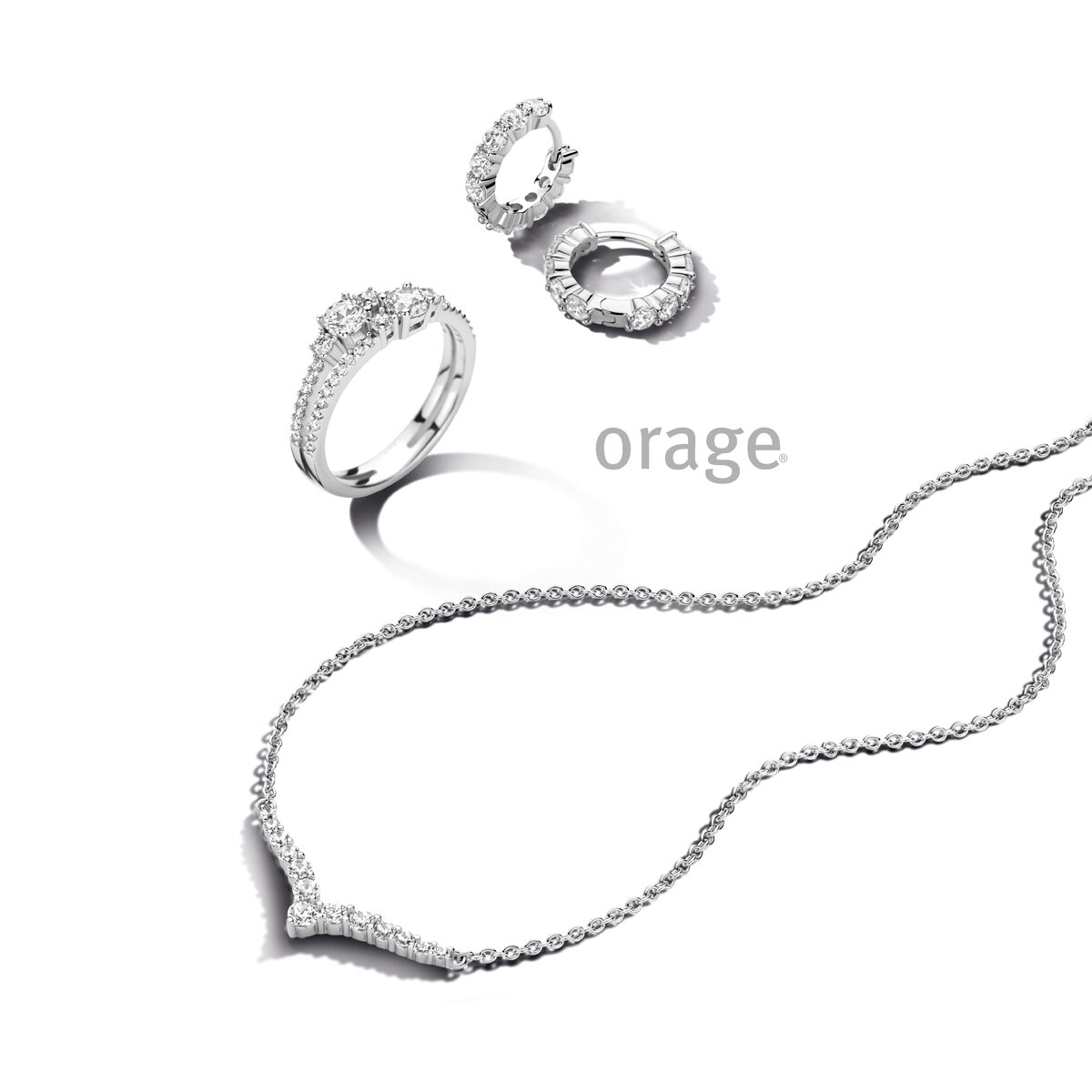 at 308 Orage oorring  zilver creool met zirconium