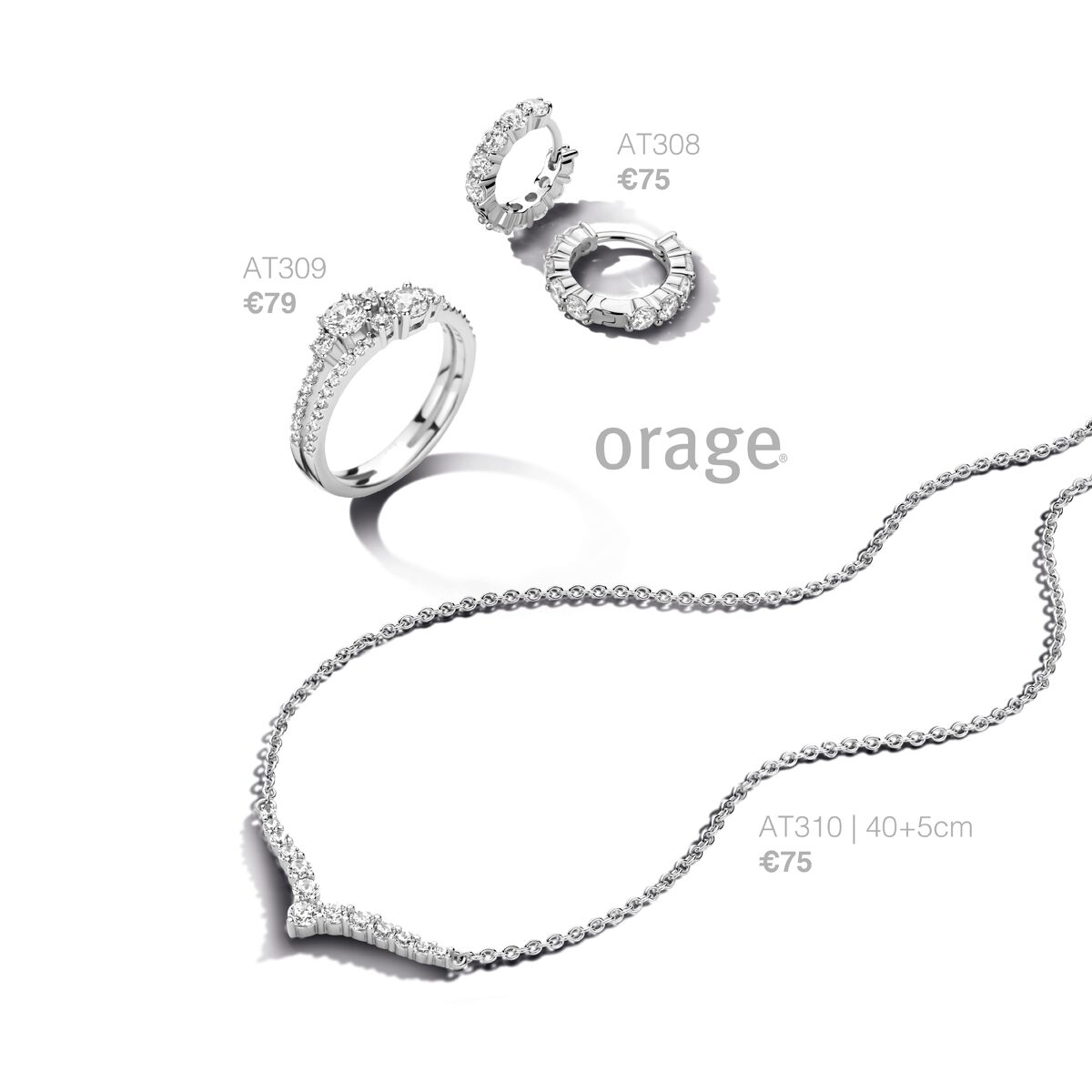 at 308 Orage oorring  zilver creool met zirconium
