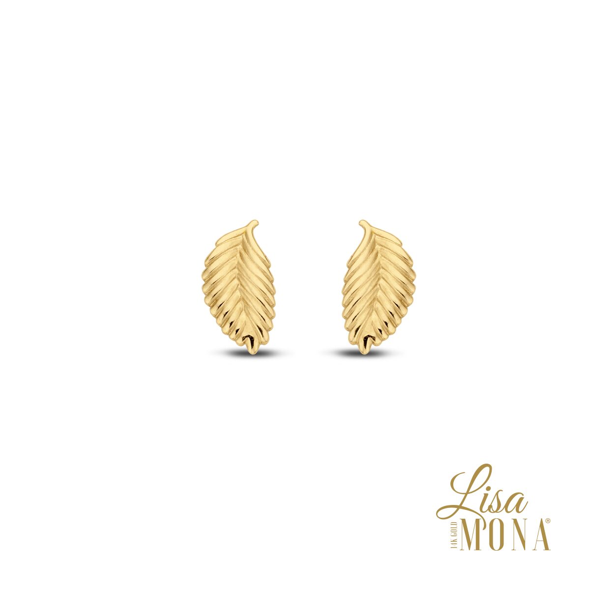 Lisa Mona 14K Geel Goud Oorringen Blaadje 7x3MM