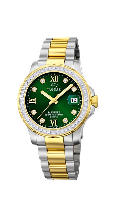 J892/3 GROEN DAMES ZWITSERS HORLOGE JAGUAR EXECUTIVE DAME