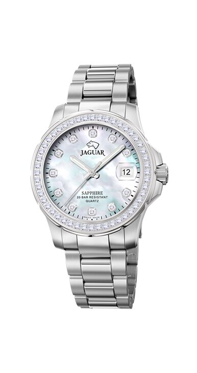 J892/1 PARELWITTE DAMES ZWITSERS HORLOGE JAGUAR EXECUTIVE DAME