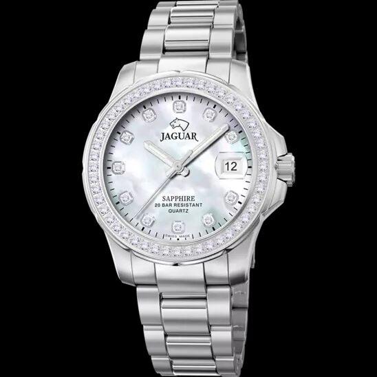 J892/1 PARELWITTE DAMES ZWITSERS HORLOGE JAGUAR EXECUTIVE DAME