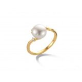GR4420GB  parelring geelgoud 18ct briljant 0.01 ct  Parel Dia 9.6 mm