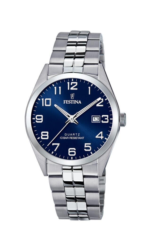 F20437/3 Uurwerk festina met cijfers en datum blauw