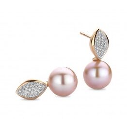 You and Me pareloorringen roségoud 18 ct met briljant 0.13ct