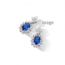  as433 Orage oorring zilver entoruage zirconium  blauwe kleursteen