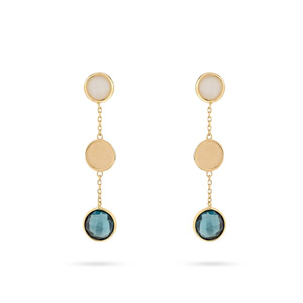 Italo Bottene oorringen 18 ct geelgoud  met Topaas & witte jade