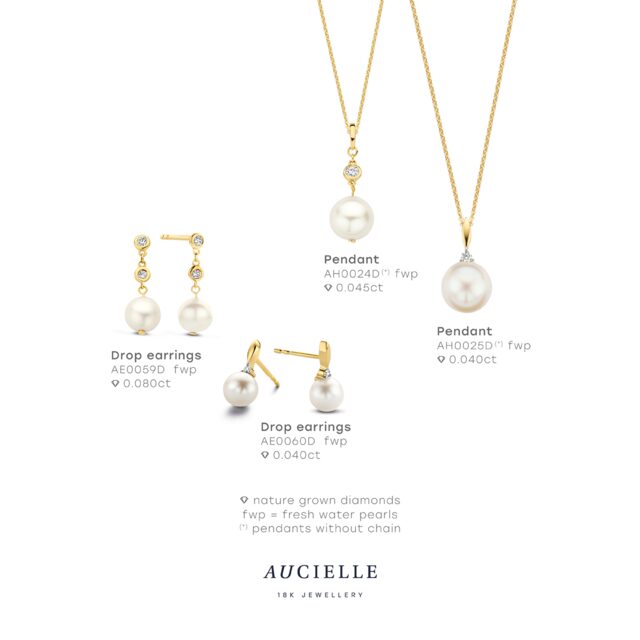 Aucielle pareloorringen 18ct briljant 0.04ct