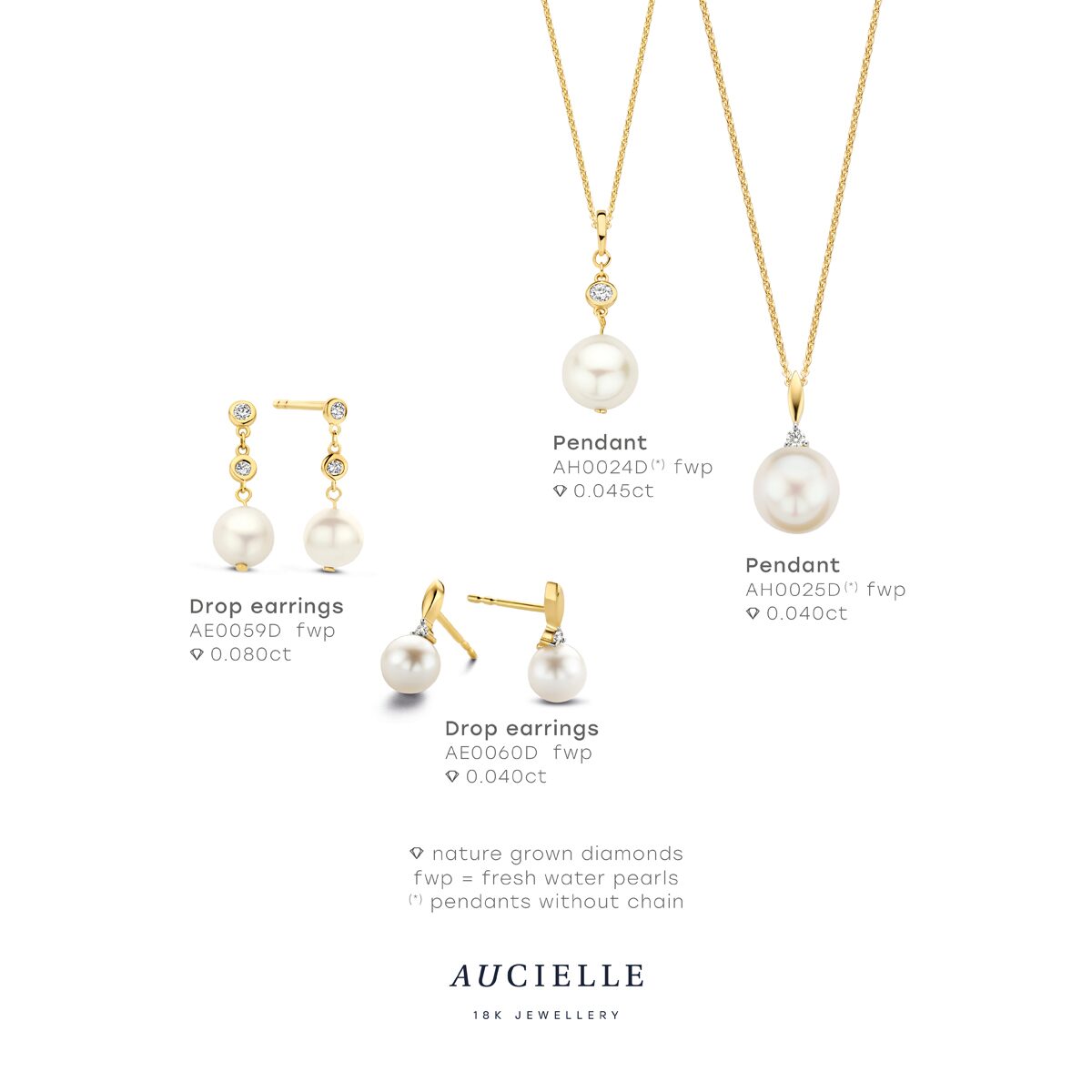 Aucielle pareloorringen 18ct briljant 0.04ct