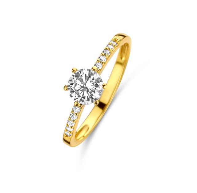 You and Me geelgouden ring met Zirconium