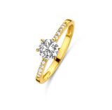 You and Me geelgouden ring met Zirconium