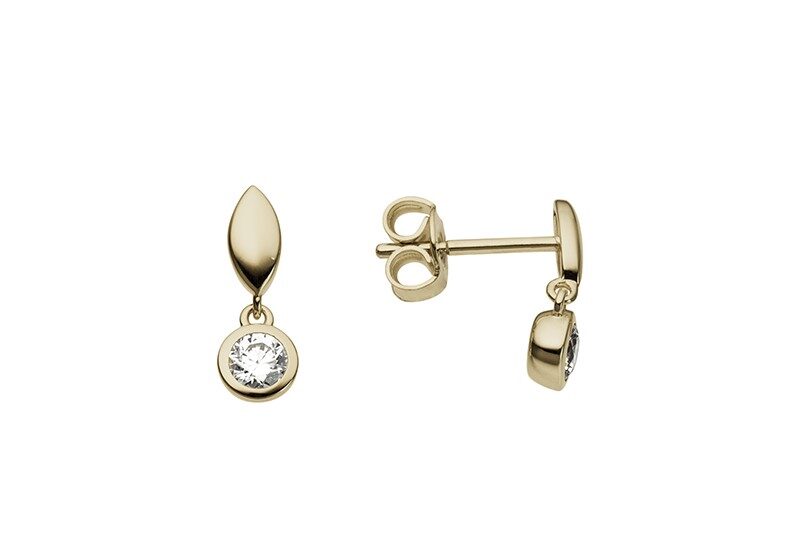 Y1681 You and Me geelgouden oorringen 18ct zirconium