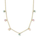 Naiomy vergulde ketting + hanger met kleurstenen