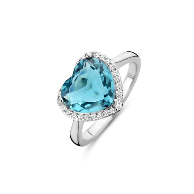 Naiomy ring zilver met blauw hart 