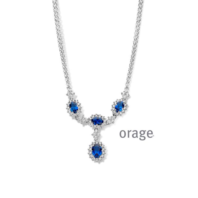 AS434-V1234 Ketting 925 rh cz entourage blauw