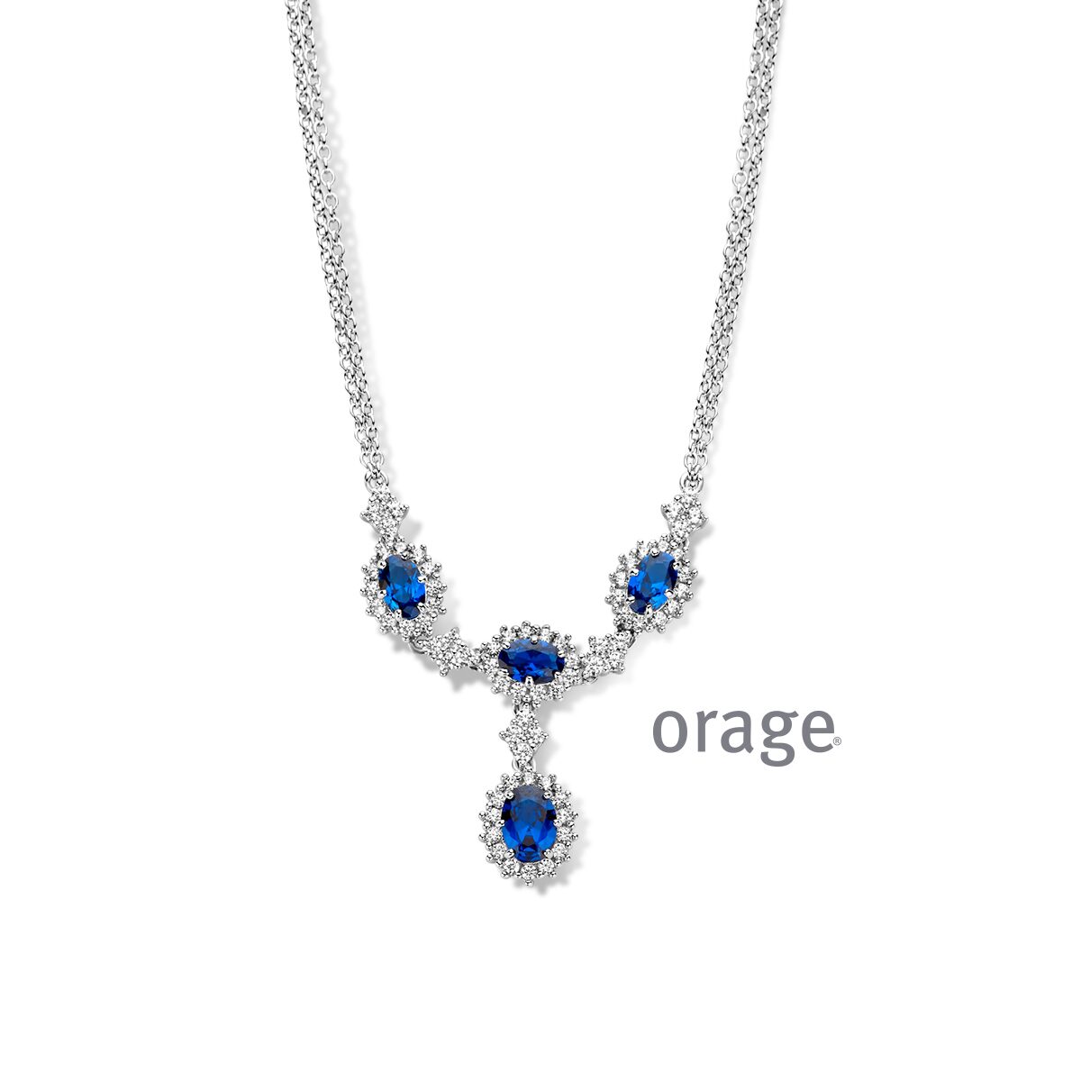 AS434-V1234 Ketting 925 rh cz entourage blauw