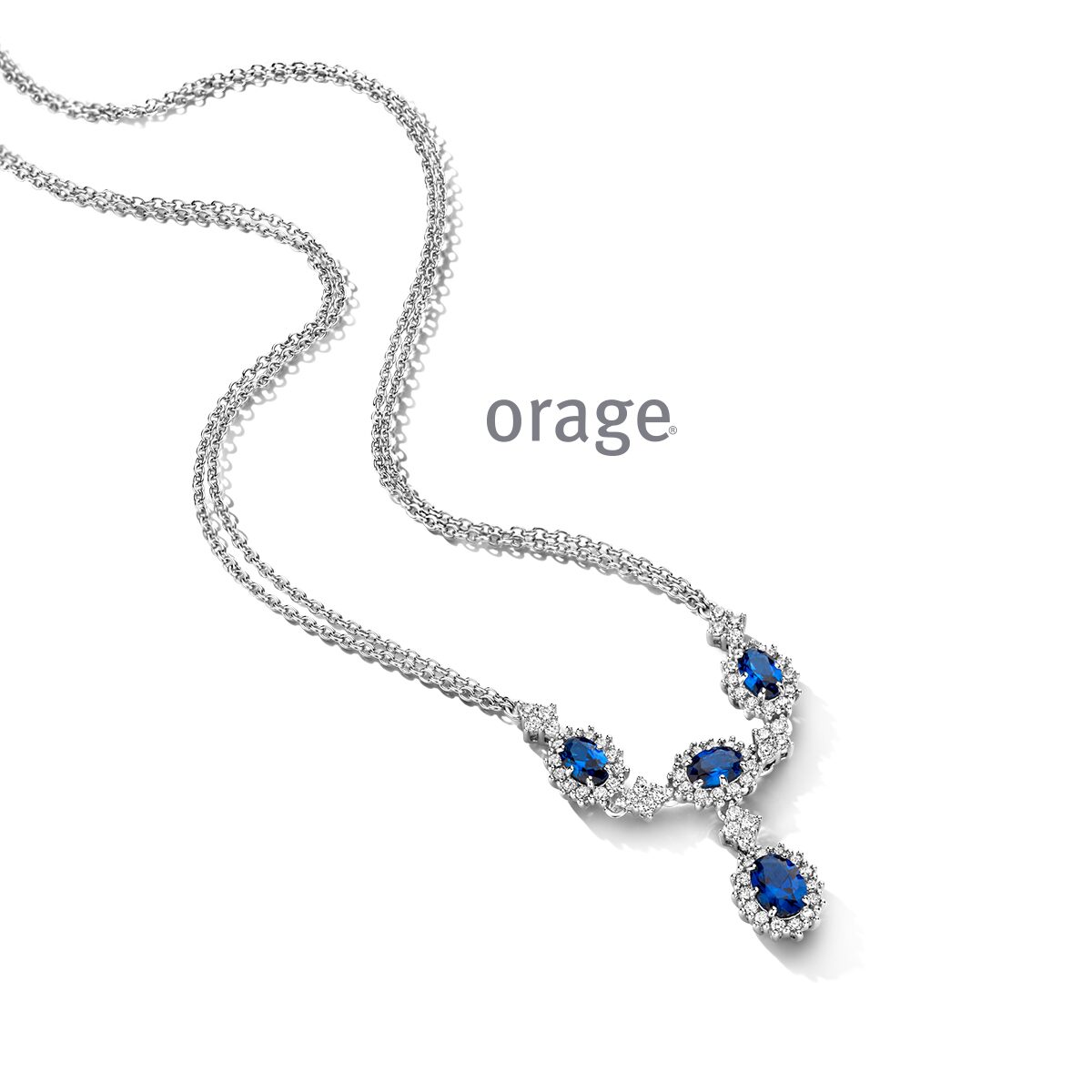 AS434-V1234 Ketting 925 rh cz entourage blauw