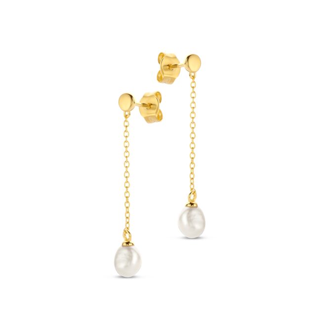 Naiomy oorringen zilver + verguld met een parel