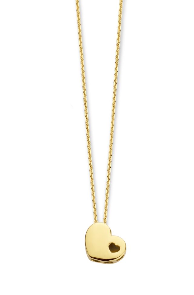 You and Me Geelgouden halskettng met hartje L42cm
