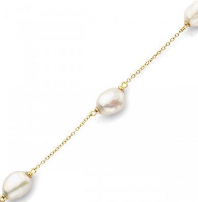 Naiomy armband zilver verguld geel met parels 17+3cm