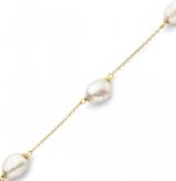 Naiomy armband zilver verguld geel met parels 17+3cm