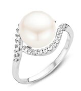 You and Me Witgouden Ring met parel & zirconium