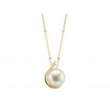 Y1874 geelgouden hanger met parel& briljant  0.01ct 13x9.8mm