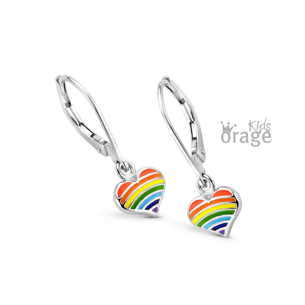 Orage Kids  oorringen hart multi color K2617