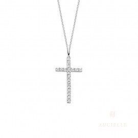 Aucielle hanger kruis witgoud 18ct zirconium 20 x 8 mm