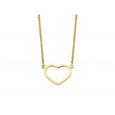 PC1258g42 hart met ketting geelgoud 42cm