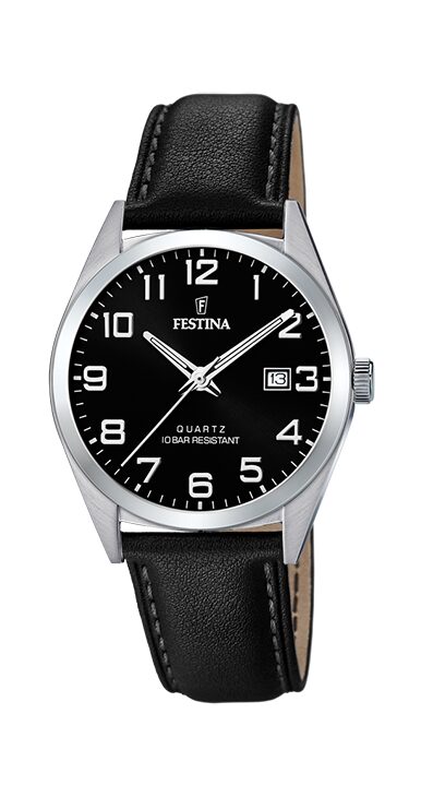 Festina F20446/3 met zwart lederen band
