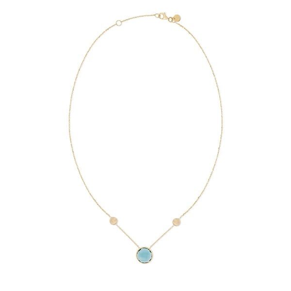 Co2045 ketting met topaas london blue  18ct geelgoud