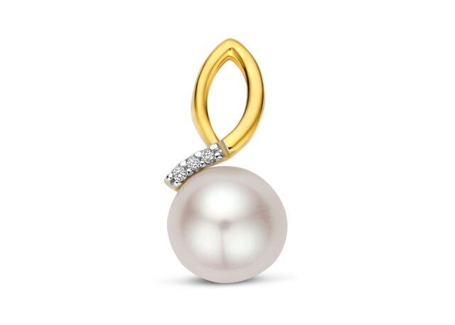 v3915 You and Me  parelhanger 18ct goud briljant 0.015ct