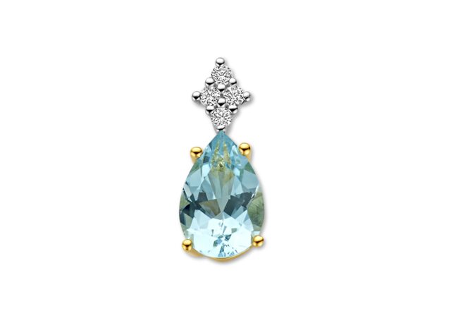 You and Me 18ct geelgoud Briljant en Topaas Skye Blue